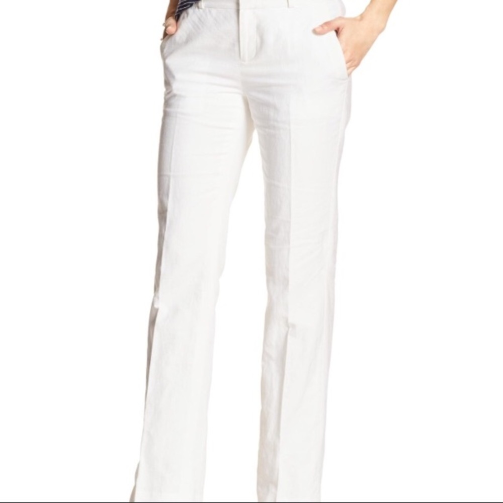 Banana Republic Martin Fit White Cuffed Pants Sz 4